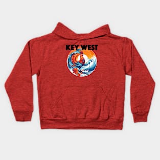 Key West - Rooster (with Black Lettering) Kids Hoodie